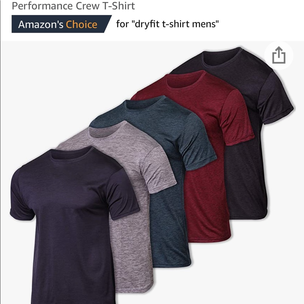 5 pack Men’s moisture wicking crew Ts